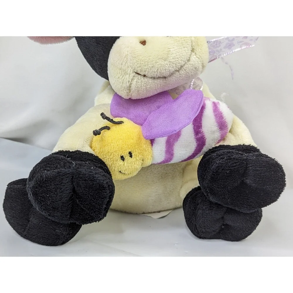 Walmart Cow Bull Plush 8 Inch Purple Bee Insect Black‎ Cream Stuffed Animal Toy
